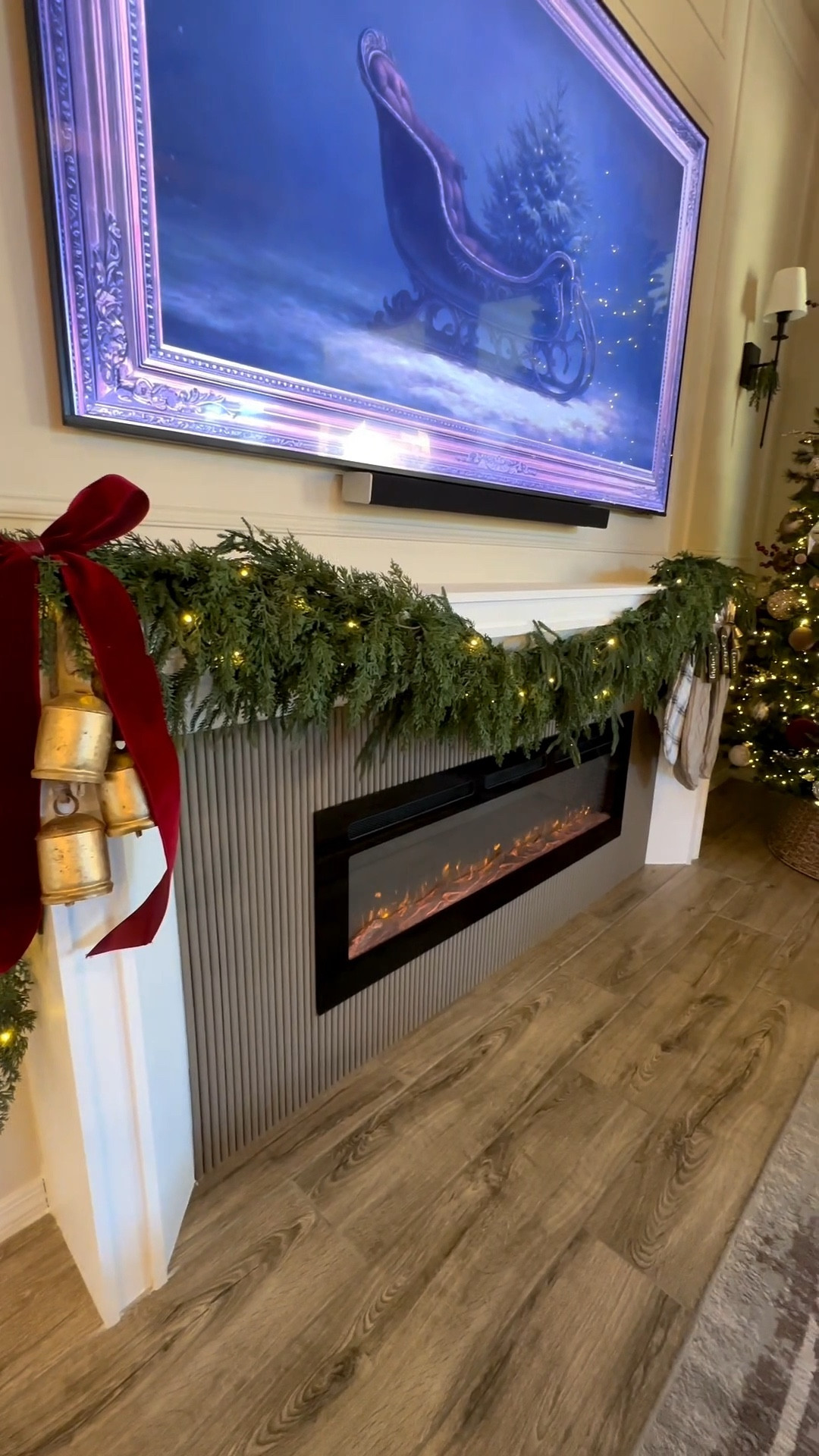 What a transformation 😍 

#electricfireplace #diyfireplace #christmas #christmasmantle #garland #christmastree 

#LTKSeasonal #LTKHome #LTKHoliday