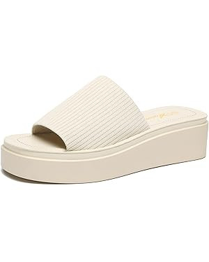 Athlefit Women's Slip On Platform Sandals Comfortable Open Toe Flatform Chunky Sandals | Amazon (US)