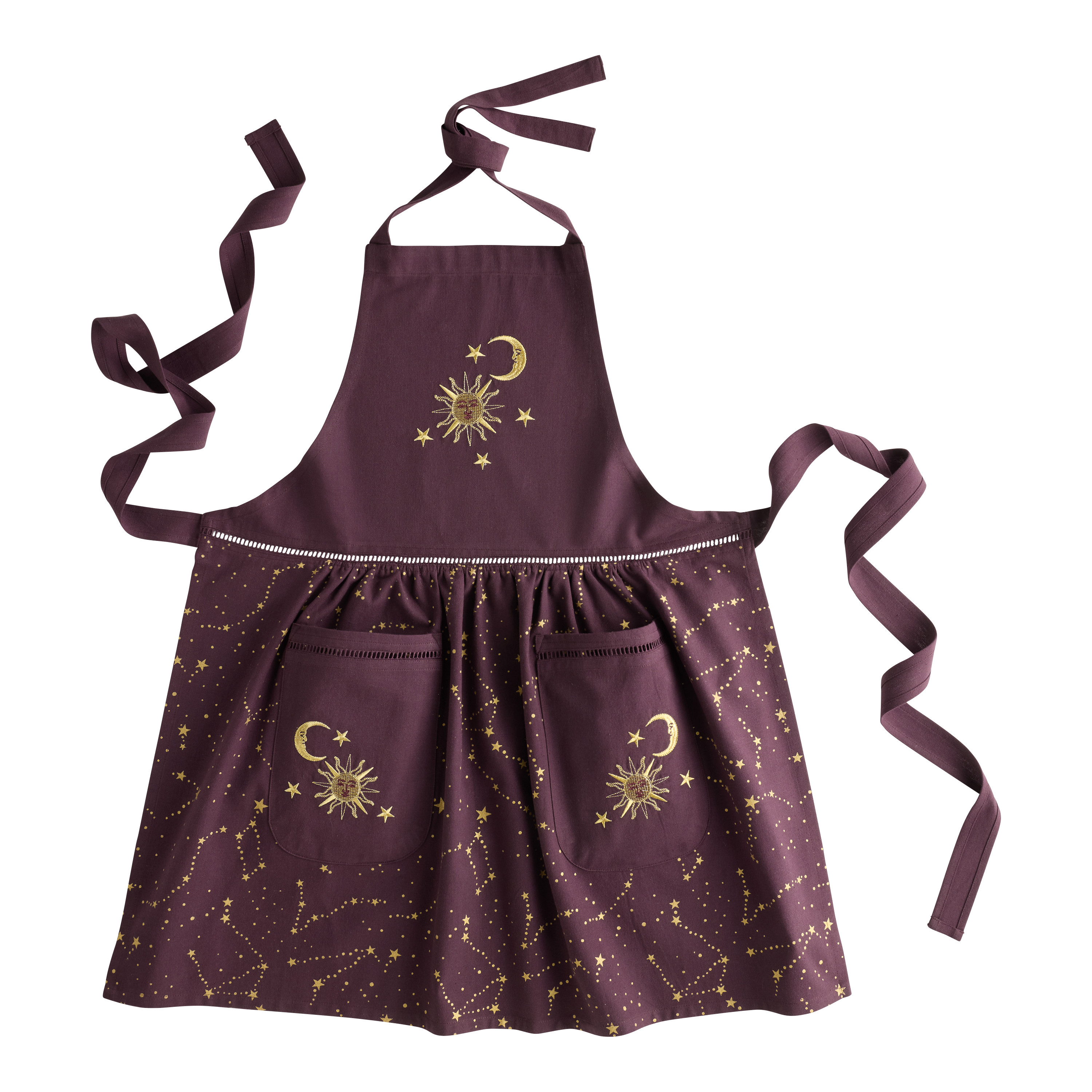 Purple and Gold Celestial Embroidered Apron | World Market