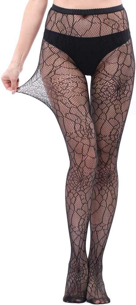 WEANMIX Lace Patterned Fishnet Stockings Thigh High Pantyhose Black Tights for Women | Amazon (US)