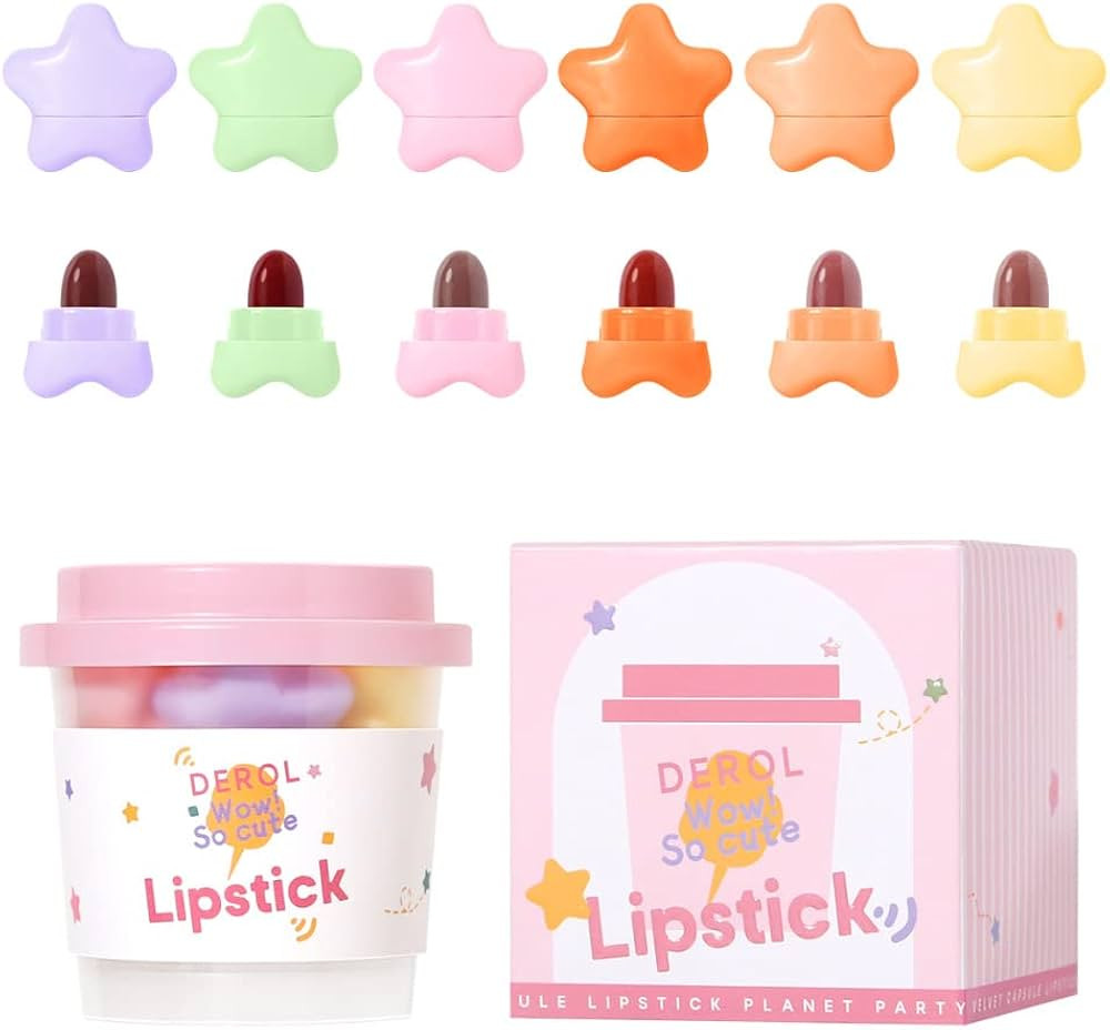 Garcoa Laboratories Mini Star Lipstick Set, 6Pcs Cute Long Lasting Matte Lipstick Set, Portable C... | Amazon (US)