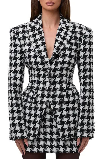 Naked Wardrobe Houndstooth Check Tweed Blazer in Houndstooth Black/White at Nordstrom Rack, Size X-Small | Nordstrom Rack
