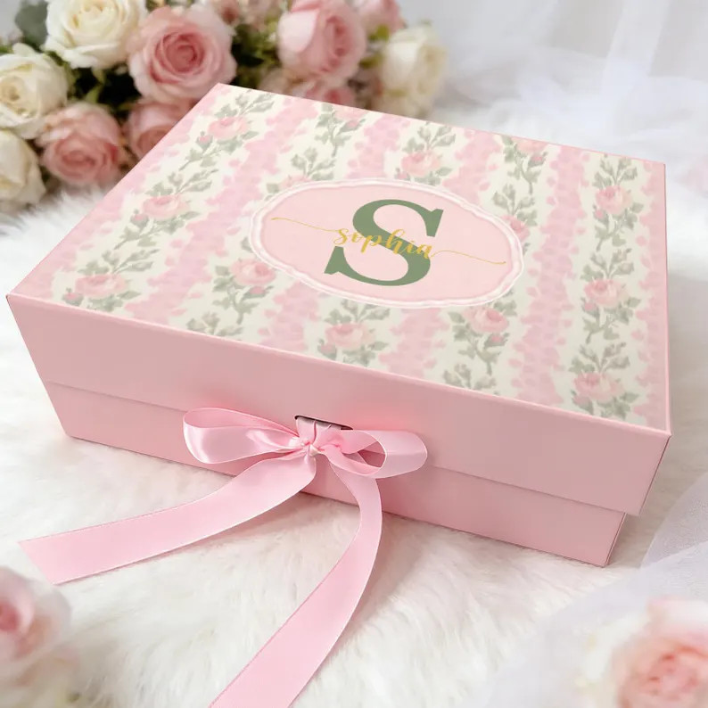 Personalized Empty Magnetic Gift Box with Ribbon, Custom Bridal Shower Box, Bridesmaid Proposal P... | Etsy (Global)