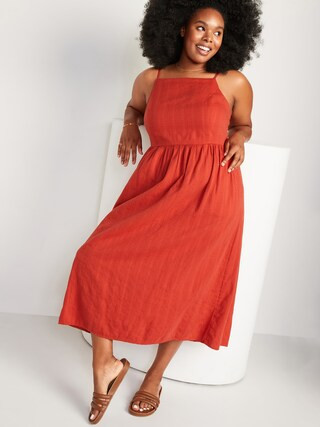 Sleeveless Square-Neck Fit & Flare Midi Cami Dress for Women | Old Navy (US)