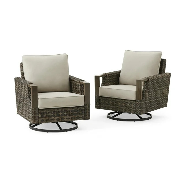 Better Homes & Gardens Sandcrest Seagrass Outdoor Swivel Rockers, Brown, Set of 2 | Walmart (US)