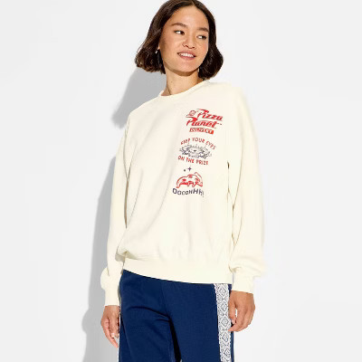 Women's Pizza Planet Graphic Pullover Sweatshirt - Off-White XS | Target