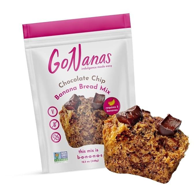 GoNanas Chocolate Chip Oat Flour Banana Bread Mix, Suitable for Plant Based Vegan Diets, Gluten F... | Amazon (US)