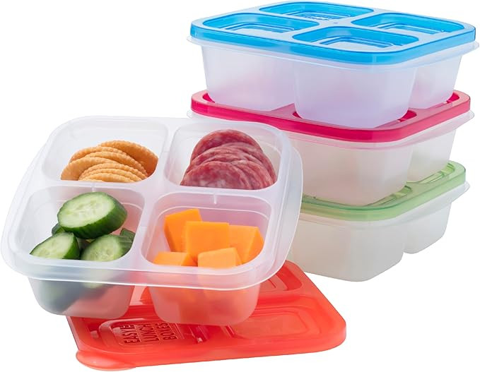 EasyLunchboxes® - Bento Snack Boxes - Reusable 4-Compartment Food Containers for School, Work an... | Amazon (US)