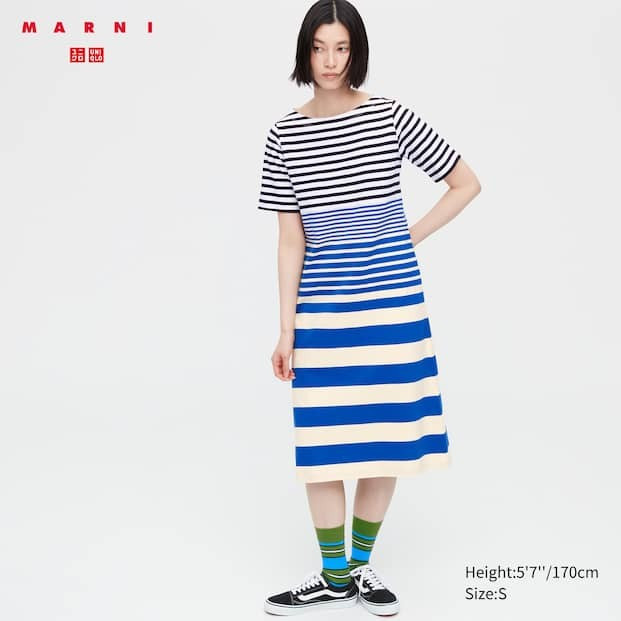 Marni Gestreiftes Kurzarm Kleid | UNIQLO | UNIQLO (DE)