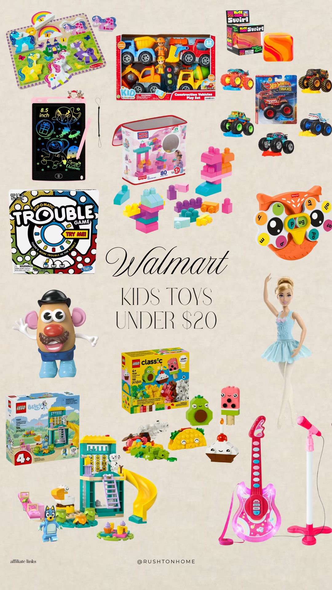 Walmart kids gifts, kids toys under $20, budget friendly kids toys, sensory toys walmart, lcd drawing tablet kids, mega bloks set, hot wheels monsters trucks, trouble board game, mr potato head, lego classic set, bluey lego set, toddler toys walmart, stocking stuffers for kids, imaginative play toys 

 #LTKGiftGuide #LTKSeasonal