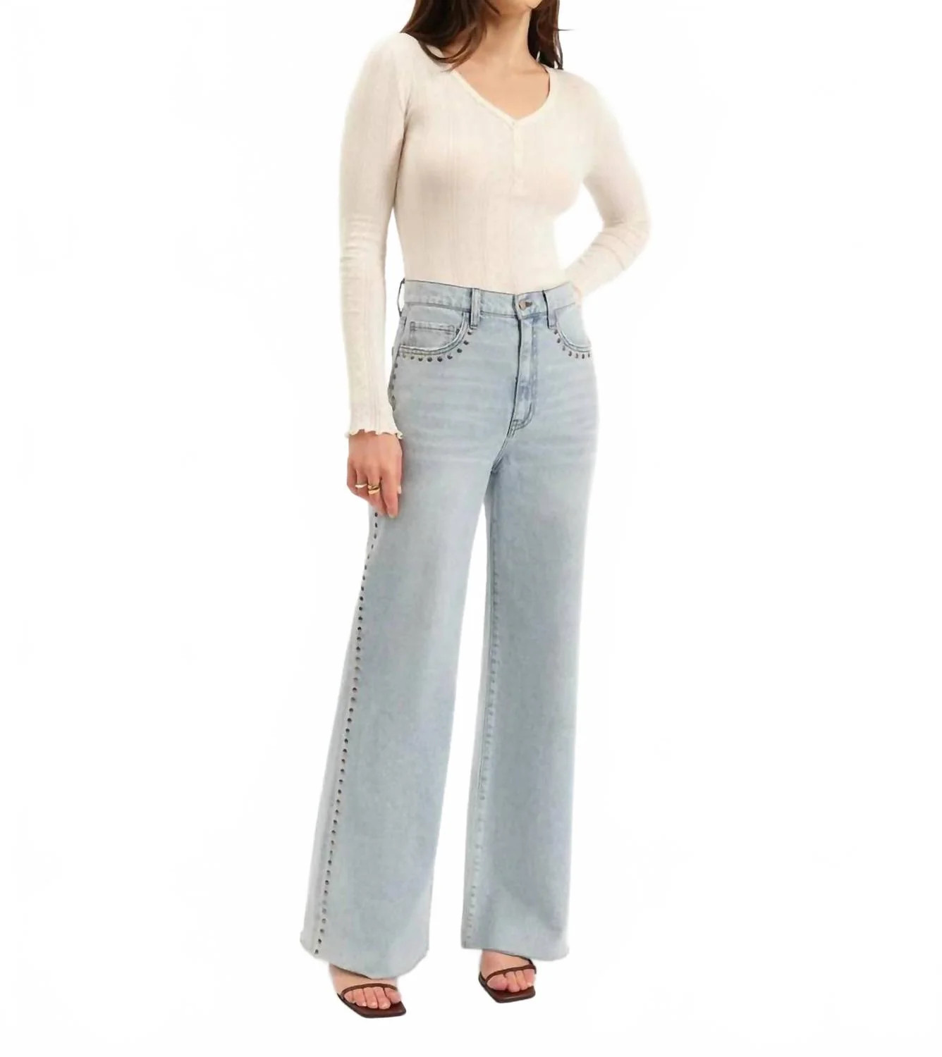 Far Out High Rise Wide Leg Jeans In Light Blue | Shop Simon
