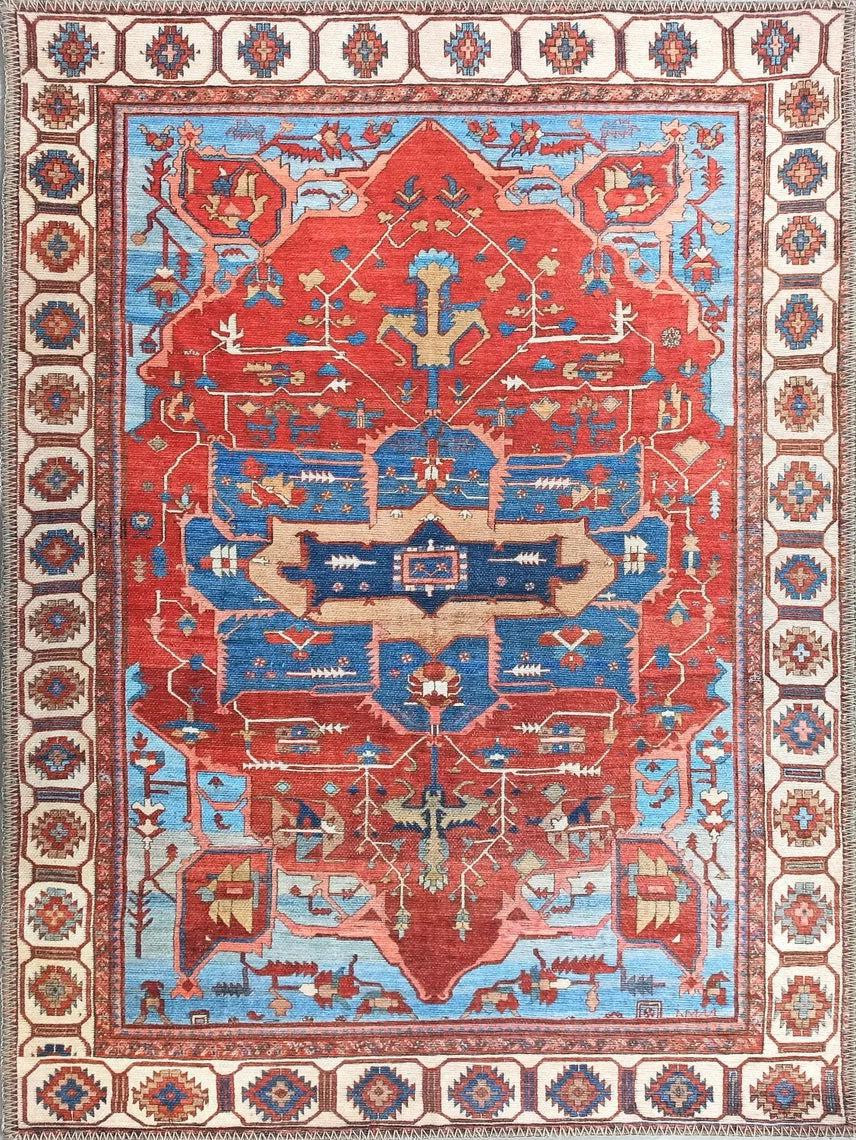 Ari Rug Antique Oriental Turkish Red & Blue Rug | Fame Rugs