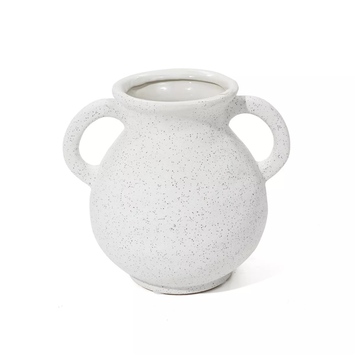 LuxenHome White Ceramic Jug Round Vase with Two Handles | Target