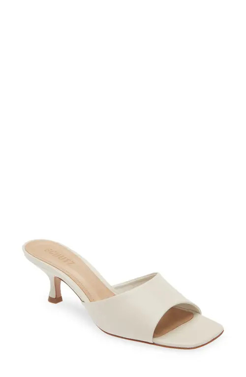 Schutz Dethalia Kitten Heel Slide Sandal in Pearl at Nordstrom, Size 6 | Nordstrom