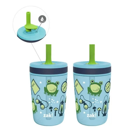 Zak Designs 15 oz Travel Straw Tumbler Plastic and Silicone with Leak-Proof Straw Valve for Kids 2-P | Walmart (US)