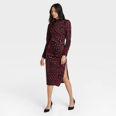 Women's Floral Print Puff Long Sleeve A-Line Dress - Who What Wear™ | Target