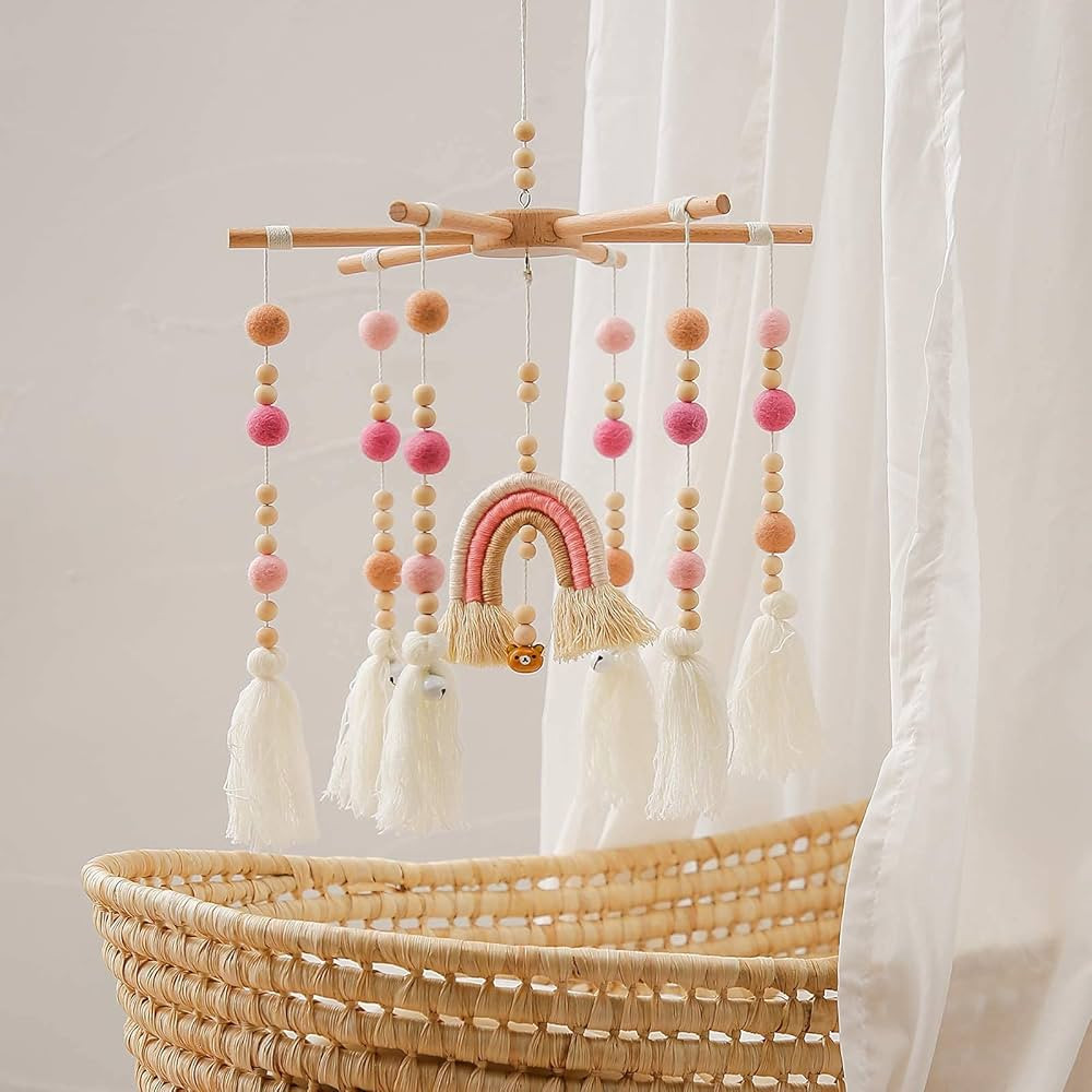 Baby 2In1 Set - Rainbow Mobile Crib Hanger,Baby Wooden Mobile Arm for Crib Baby Mobile Holder Bas... | Amazon (US)