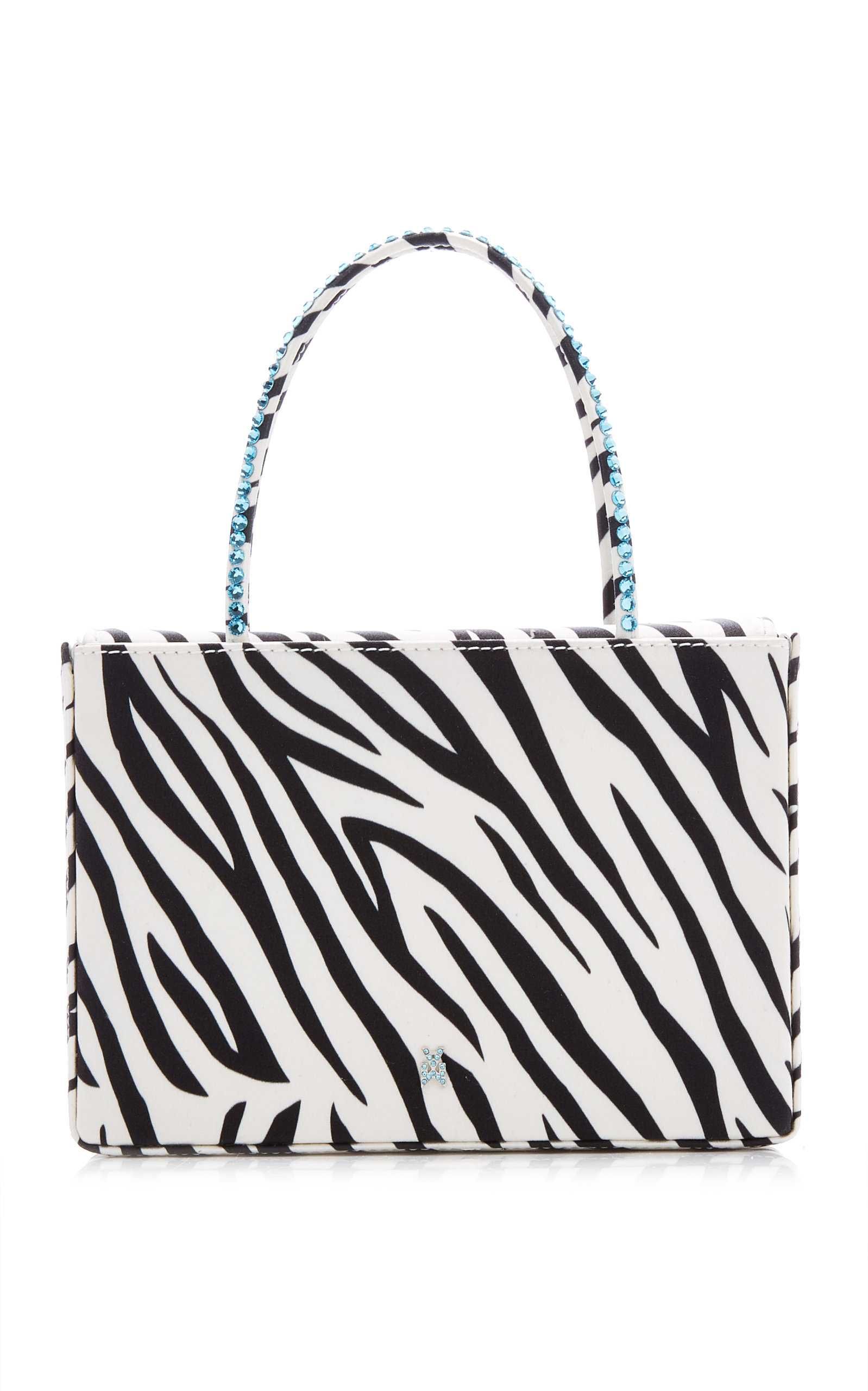 Amini Gilda Crystal-Trimmed Zebra-Print Leather Top Handle Bag | Moda Operandi (Global)