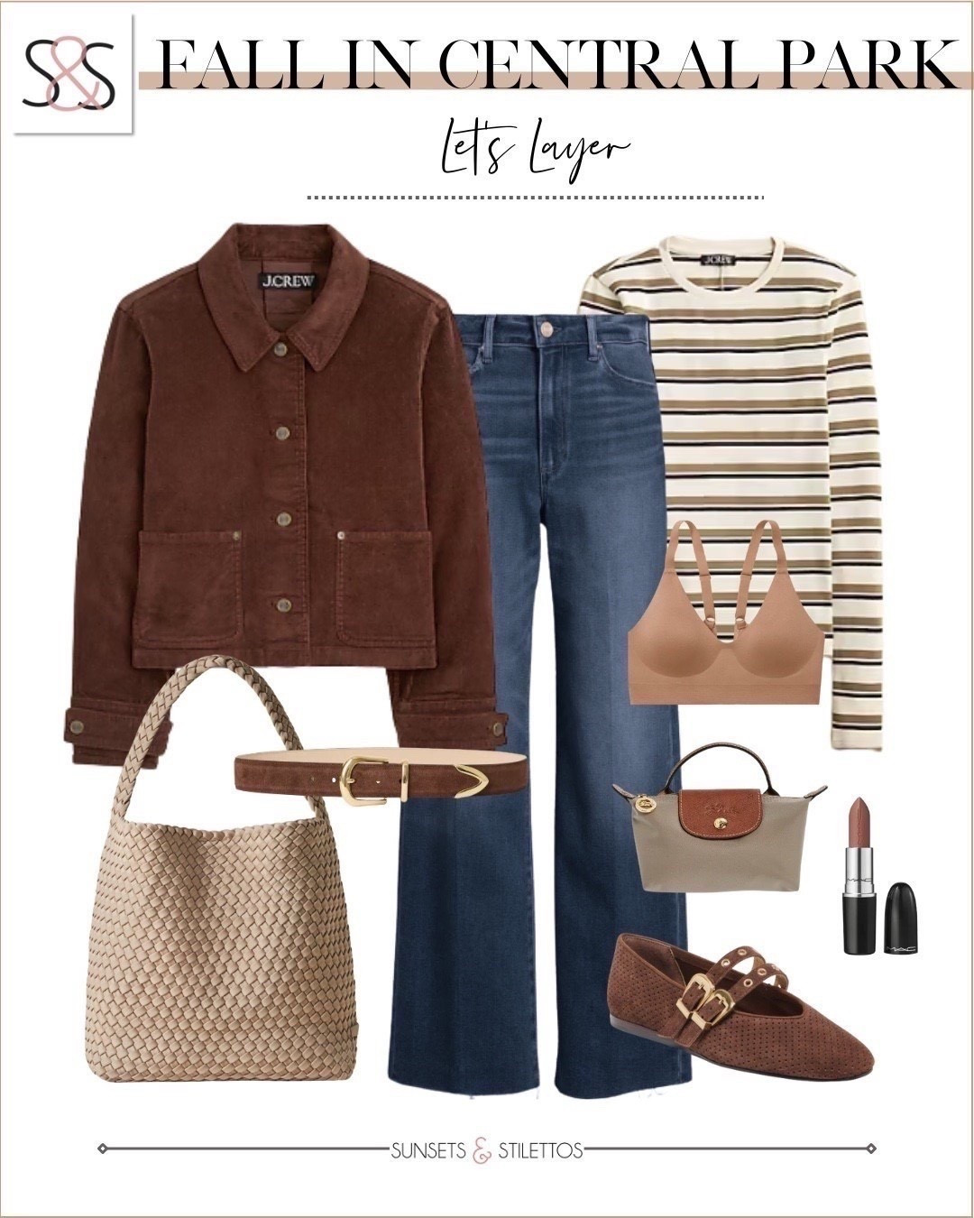 Layered neutrals for a cozy stroll through Central Park

fall fashion, striped long sleeve, brown jacket, wide leg jeans, woven handbag, Longchamp mini tote, brown flats, suede belt, MAC lipstick, autumn outfit ideas





#LTKWorkwear #LTKFindsUnder100 #LTKOver40