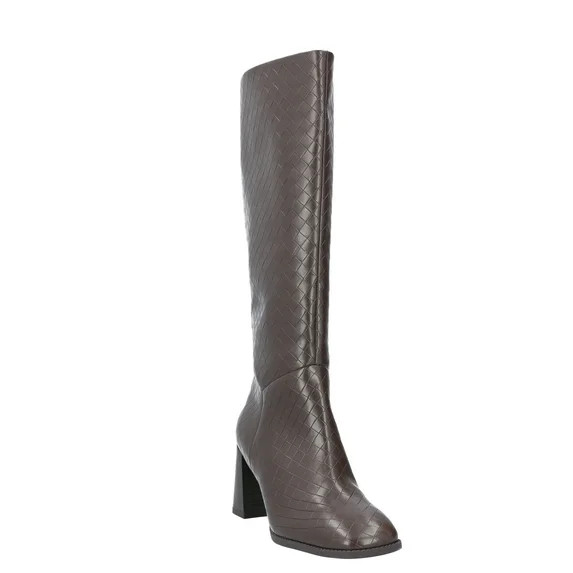 Free Assembly Women's Faux Leather Basketweave Texture Tall Boots, Sizes 6-11 - Walmart.com | Walmart (US)