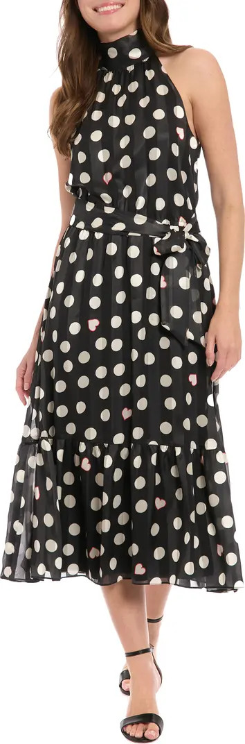 Heart & Dot Print Chiffon Midi Dress | Nordstrom Rack