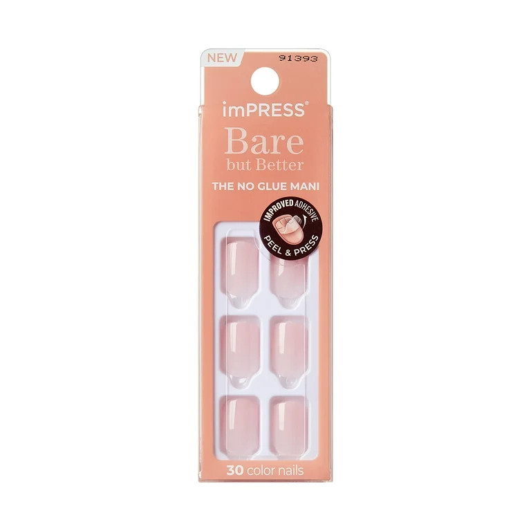 Kiss imPRESS Bare but Better Short Squoval Press-on Nails, Light Pink, 30 Pieces | Walmart (US)