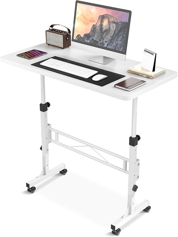 Small Standing Desk Adjustable Height, Mobile Stand Up Desk with Wheels, 32 Inch Portable Rolling... | Amazon (US)