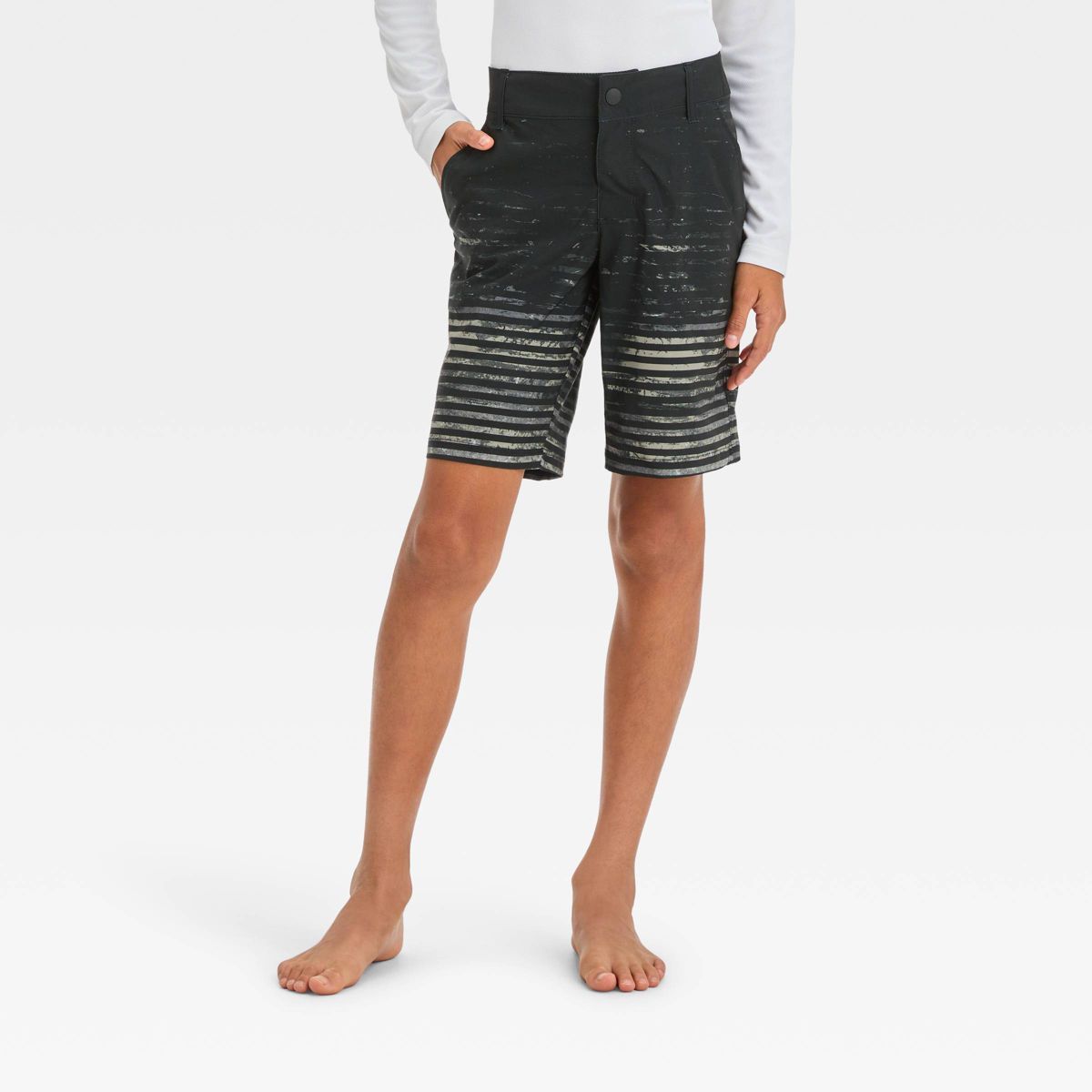 Boys' Hybrid Striped Swim Shorts - art class™ Gray | Target