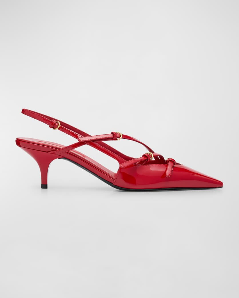 Patent Buckle-Trio Slingback Pumps | Neiman Marcus