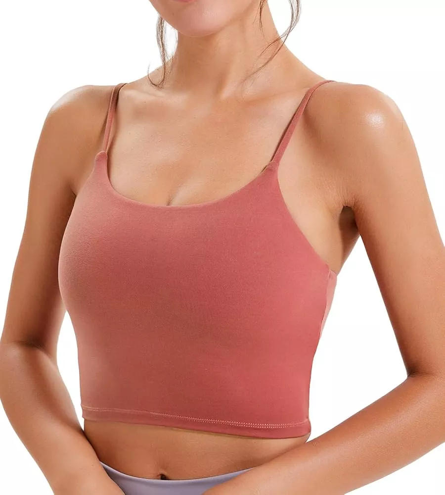 Lavento Women's Longline Sports Bra Yoga Cami Tank Top with Built in Bra :  : Clothing, Shoes & Accessories