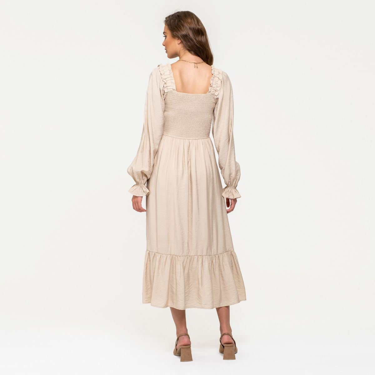 August Sky Women's Ruched Long Sleeve Midi Dress | Target