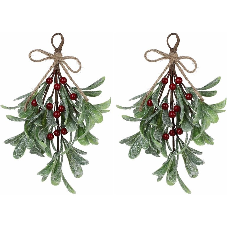 Mistletoe Decoration 9 Inch Mistletoe Christmas Decor with Berries Artificial Mistletoe Pick Kiss... | Walmart (US)