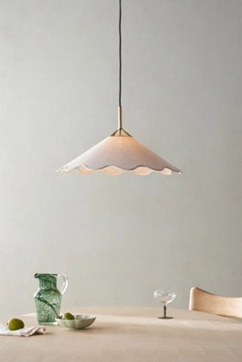 Mitzi Sodsai Scalloped Fabric Shade Pendant | Anthropologie (US)