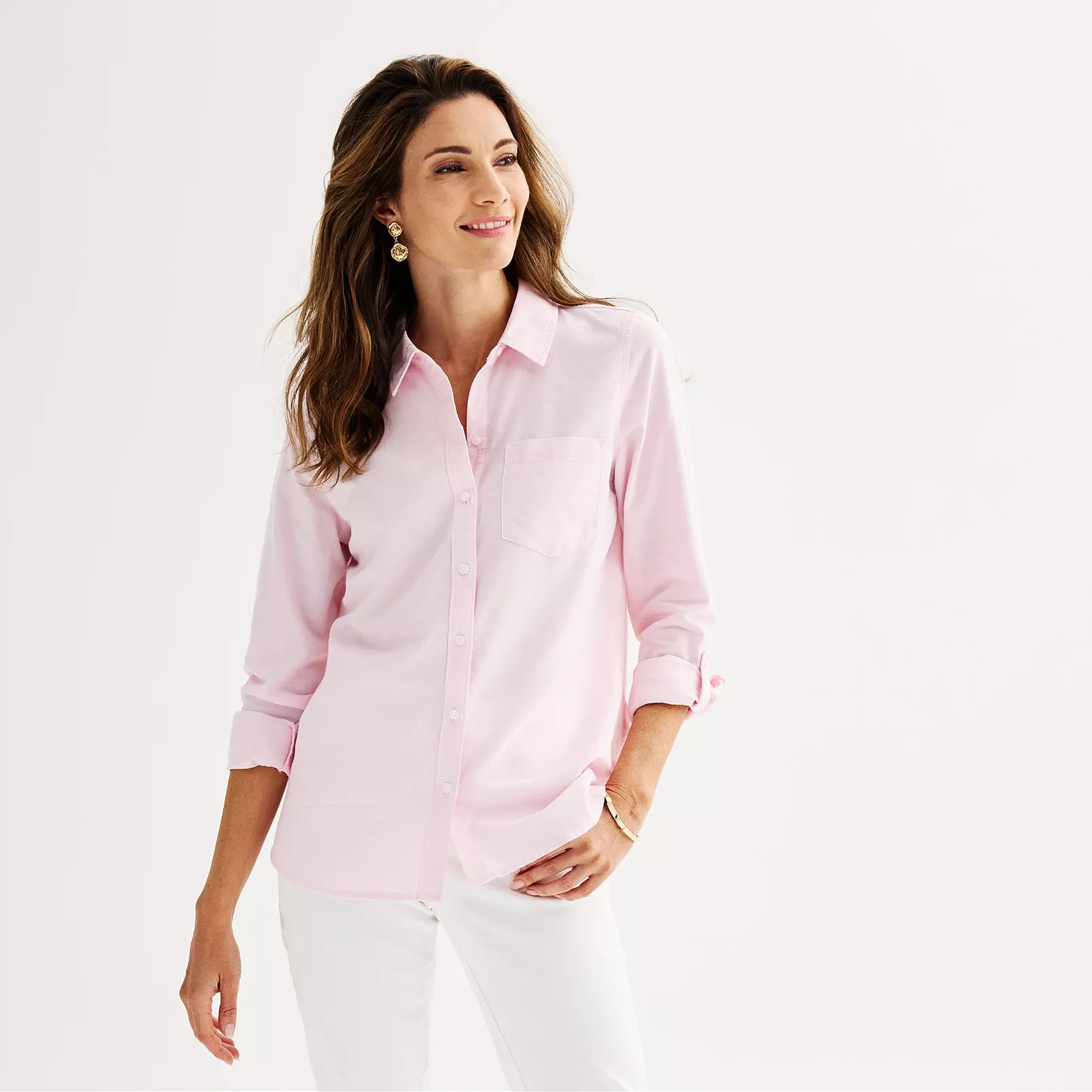 Women's Croft & Barrow® Essential One Pocket Button Down Shirt | Kohl's
