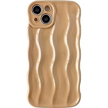 Caseative Water Ripple Pattern Curly Wave Frame Soft Compatible with iPhone Case (Khaki,iPhone 15... | Amazon (US)
