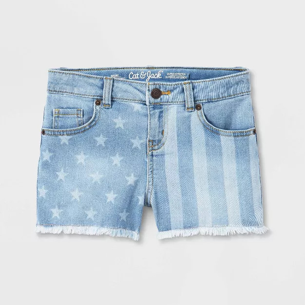 Girls' Printed Jean Shorts - Cat & Jack™ Medium Wash | Target