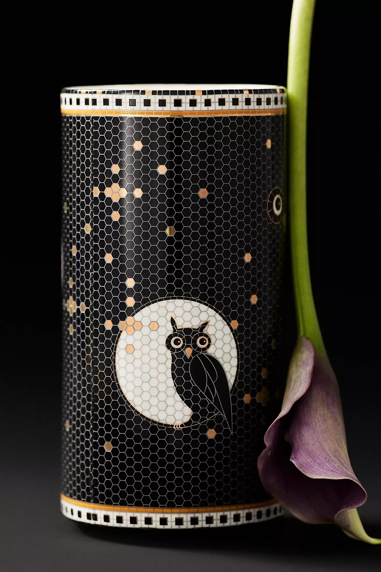 Bistro Tile Stoneware 24k Gold Accent Halloween Vase | Anthropologie (US)