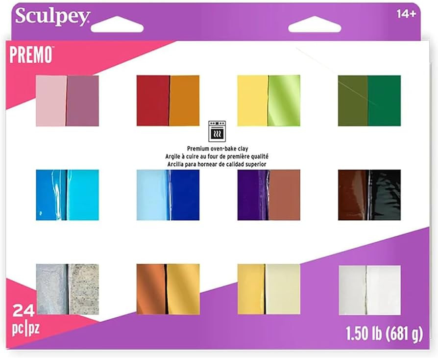 Sculpey Premo 24 Color Sampler of Polymer Oven-Bake Clay, Non Toxic 1.5 lbs., Great for Jewelry M... | Amazon (US)