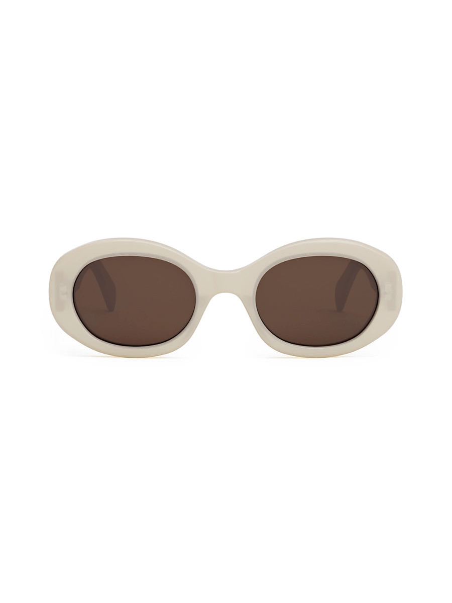 Men's Triomphe 51MM Oval Sunglasses - Ivory Brown | Saks Fifth Avenue