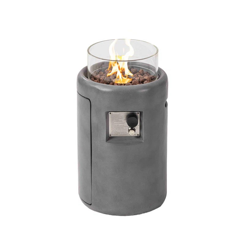 Cambrea Round Concrete Propane Smokeless Fire Column | Wayfair North America