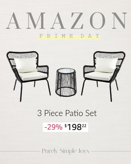 ⭐️ AMAZON PRIME DAY SALE 
3 piece patio set
Outdoor furniture 
Porch furniture 
Amazon home decor 

#LTKhome #LTKxPrimeDay #LTKsalealert