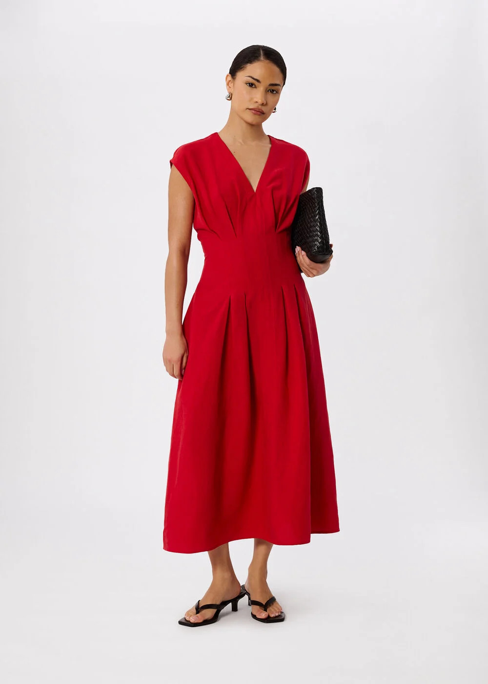 Red Petite Panel Linen Blend Dress | WHISTLES | Whistles UK | | Whistles