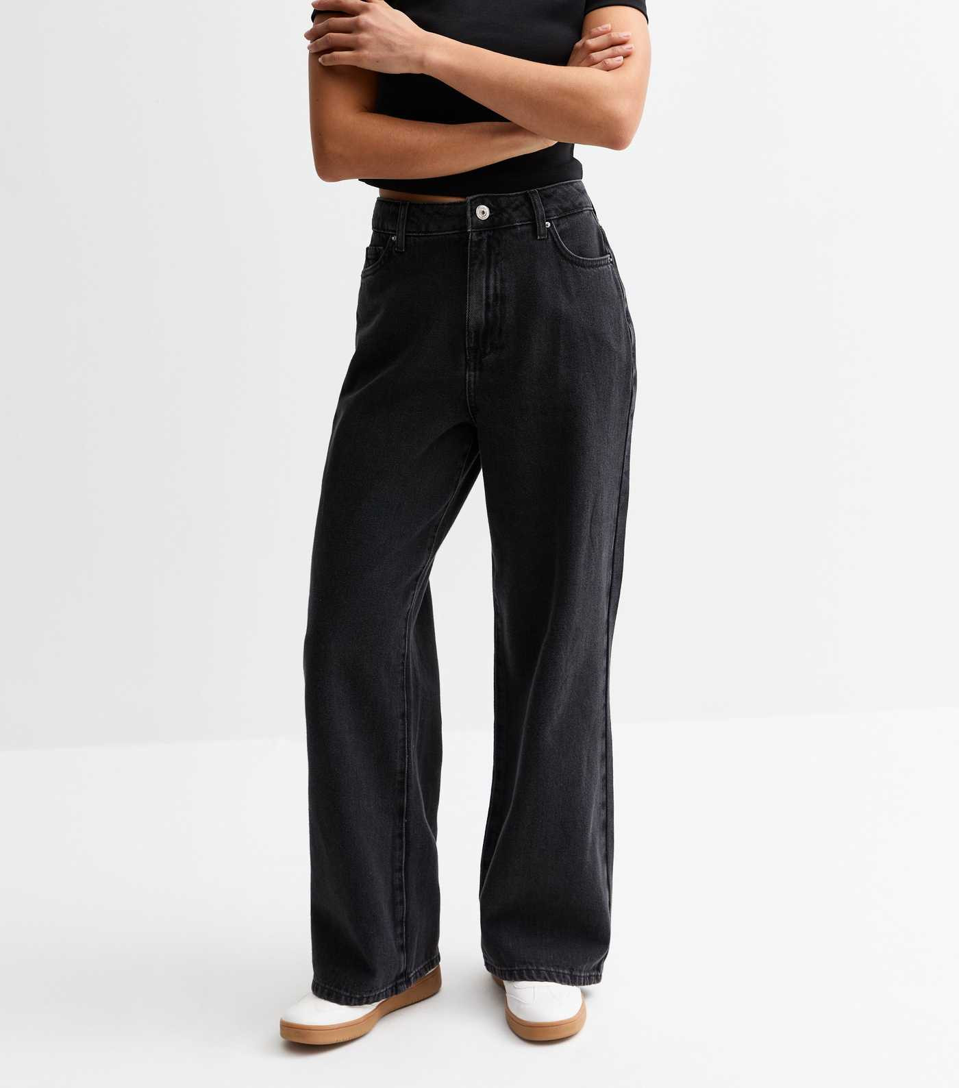 Petite Washed Black Adalae High Waisted Wide Leg Jeans
						
						Add to Saved Items
						Remo... | New Look (UK)