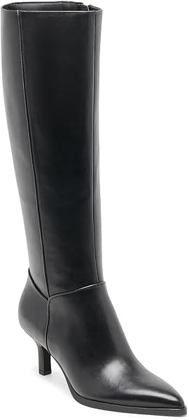 Coutgo Womens Knee High Boots Pointed Toe Kitten Heel Side Zipper Boots | Amazon (US)