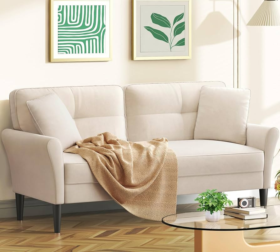 69" Loveseat Sofa, Velvet Small Couches for Small Spaces, Love Seat Couches with 2 Pillows, Tool-... | Amazon (US)