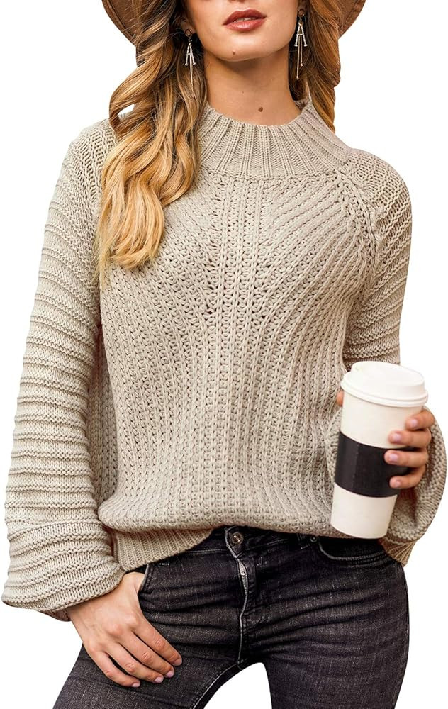 BerryGo Chunky Crewneck Sweaters Long Sleeve Oversized Cable Knit Sweater | Amazon (US)