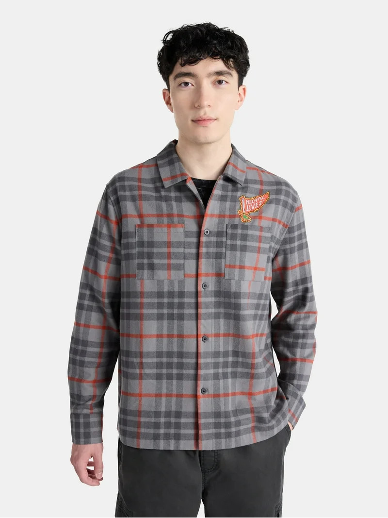 Netflix Stranger Things Hellfire Lives Fire Cotton Flannel from No Boundaries, Men's & Big Men's | Walmart (US)