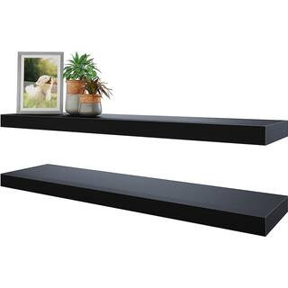 31 in. W x 7 in. D x 2 in. Black Decorative Wall Shelf, Set of 2 | The Home Depot