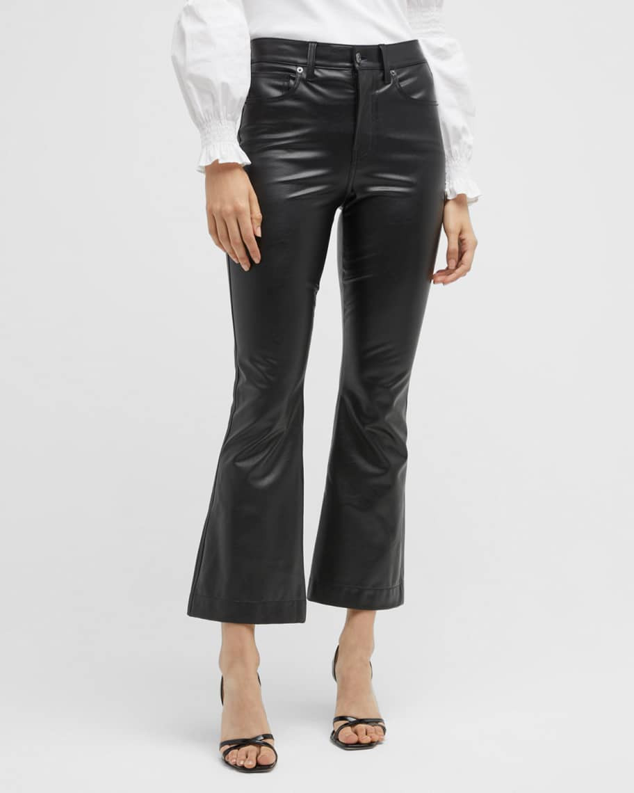 Veronica Beard Jeans Carson Cropped Flared Faux-Leather Pants | Neiman Marcus