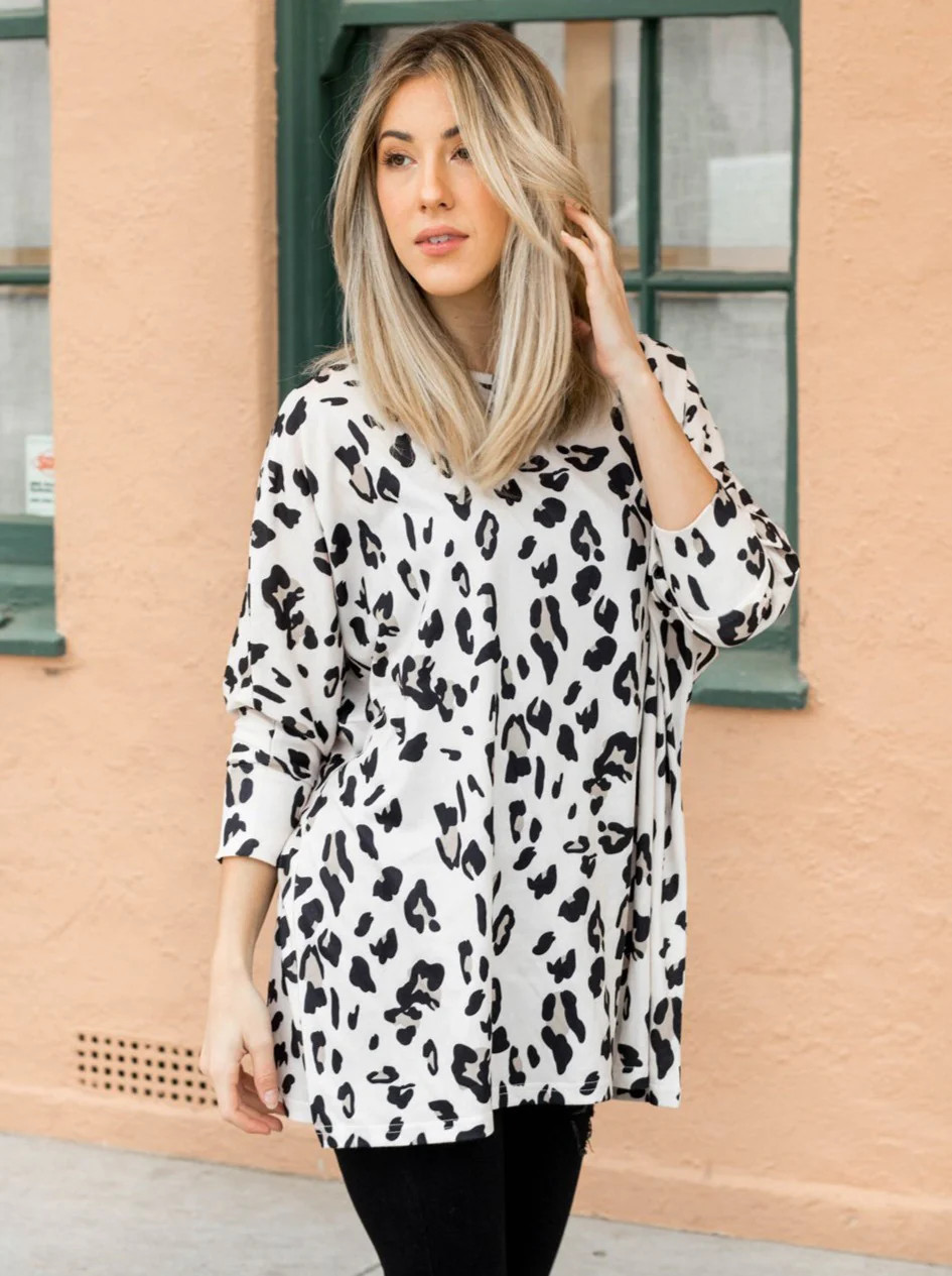 Oversized Leopard Bridgette Top | Tickled Teal LLC